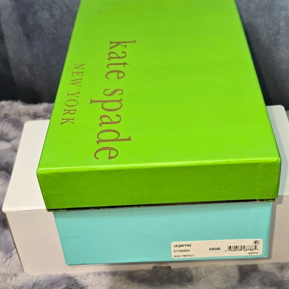 NWB Kate Spade Jasmyne Sandals Gold‎ Metallic Strappy Heels S7190003  Size 9